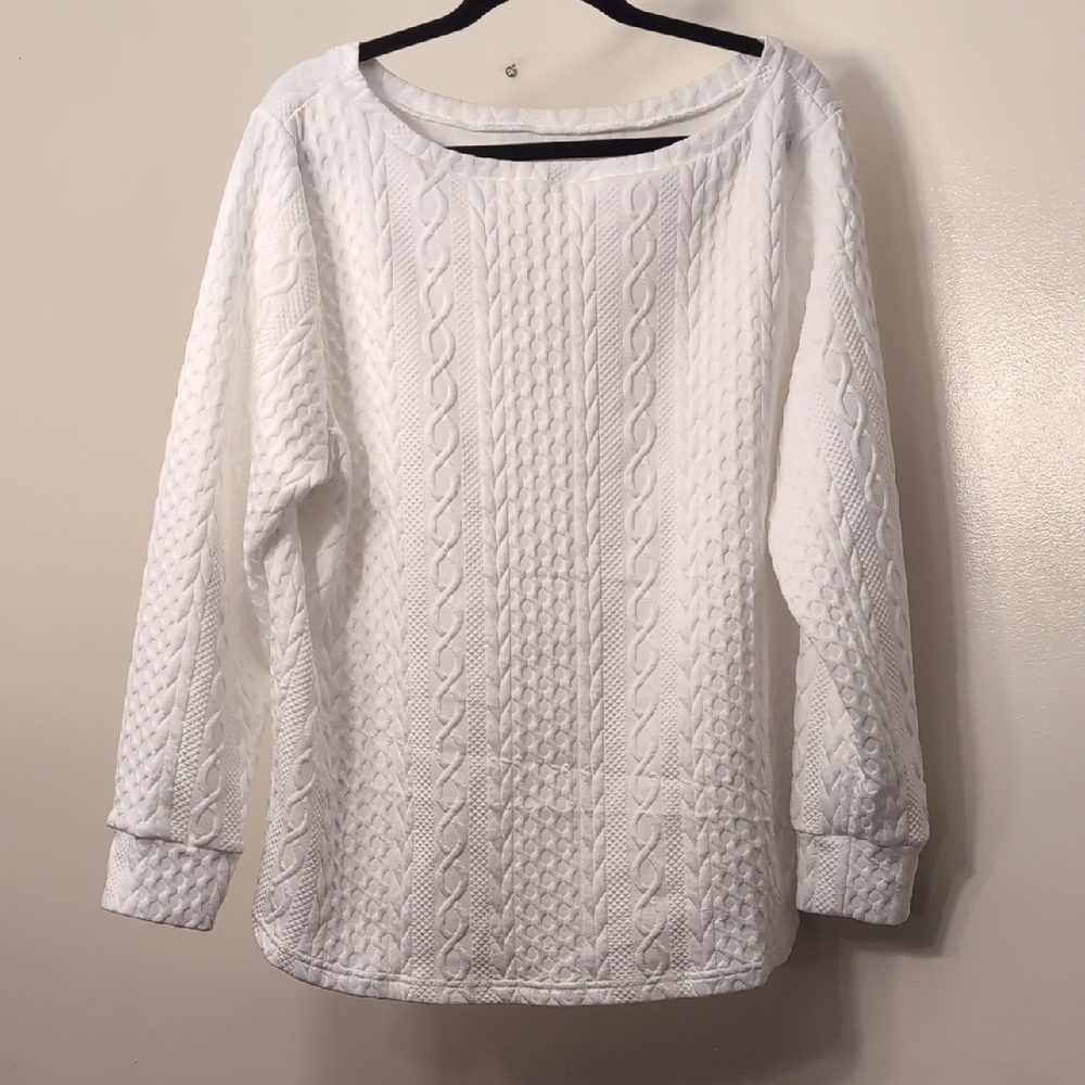 🛍️7/20 White Textured Sweater 1XL